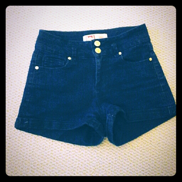 Navy blue  high-waisted  shorts w/ gold buttons