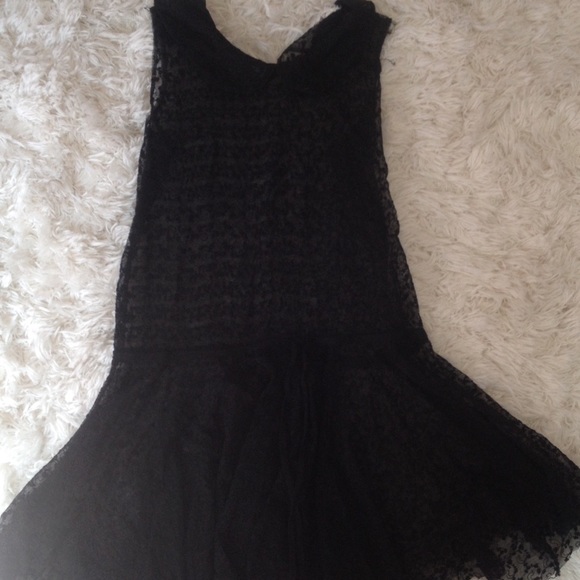 Peter Pan collar black lace free people dress