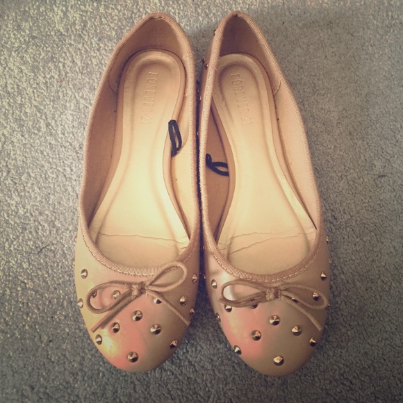Studded Tan Ballet Flats