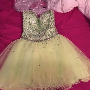 Short, lime-green prom dress