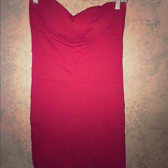 Strapless red dress