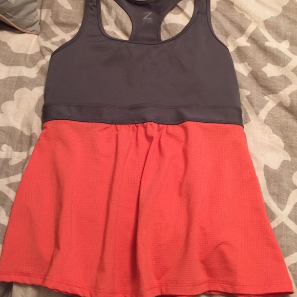 Grey & coral work out top