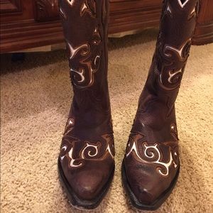 Brown and white cowboy boots