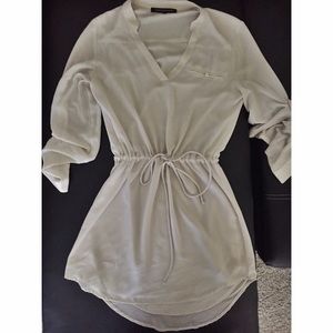 Beige white quarter sleeve dress