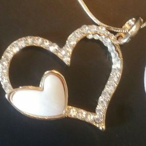Rhinestone Bling white heart necklace