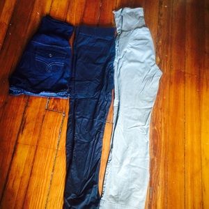 Three pairs of pregnancy pants and shorts