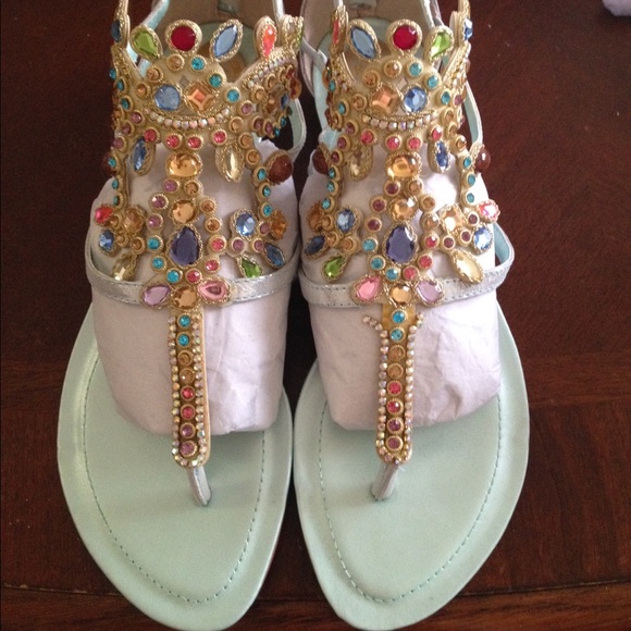 Shoes - Blue rhinestone gladiator sandals