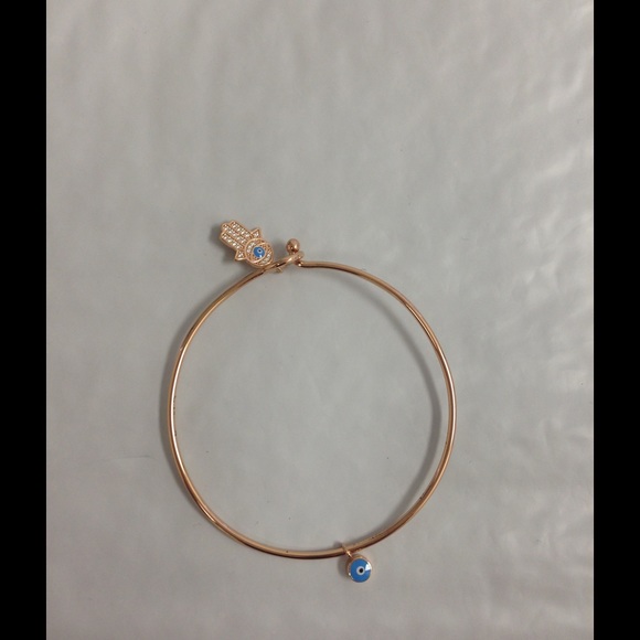 Hamsa hand/ evil eye bangles in sterling silver - Picture 2 of 4