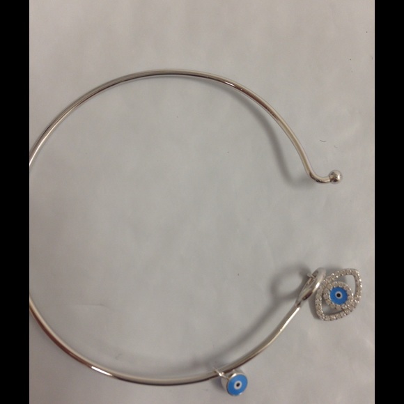 Hamsa hand/ evil eye bangles in sterling silver - Picture 3 of 4