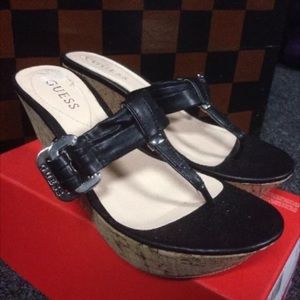 Guess black sandal wedges size 7.5 or 71/2 medium