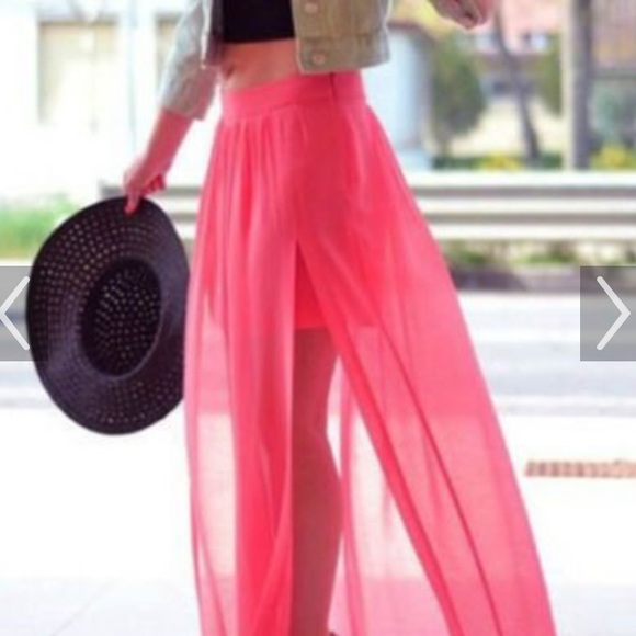 Hot pink maxi skirt.