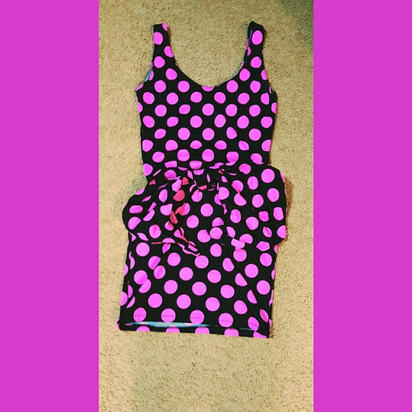 Black and Pink Polka  Dot Dress , very sassy dress