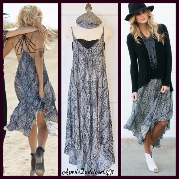 SOLD BUNDLE Free People Print Maxi Slip Dress - Picture 2 of 4