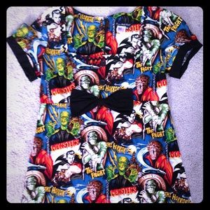 Vintage Horror Movie Monster print short sleeve