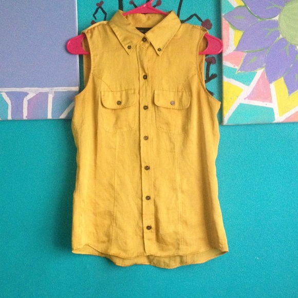 mustard collared sleeveless top