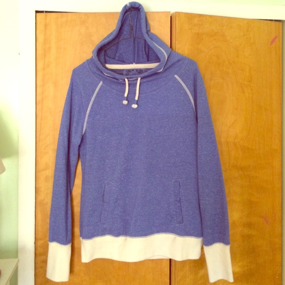 Tops - Blue and Cream Hooded Top