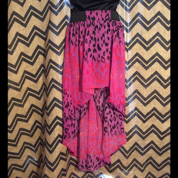 Leopard high low skirt