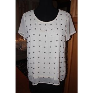 Cream Round-Studded Top