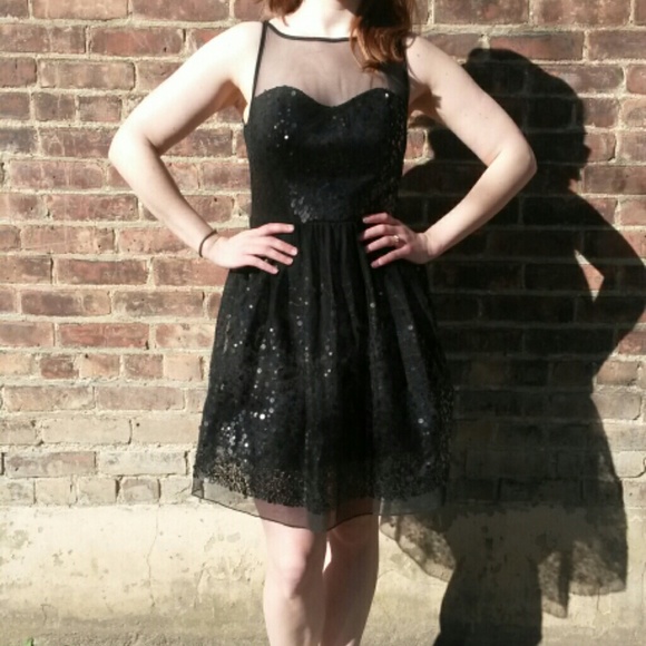 Black sequin cocktail dress