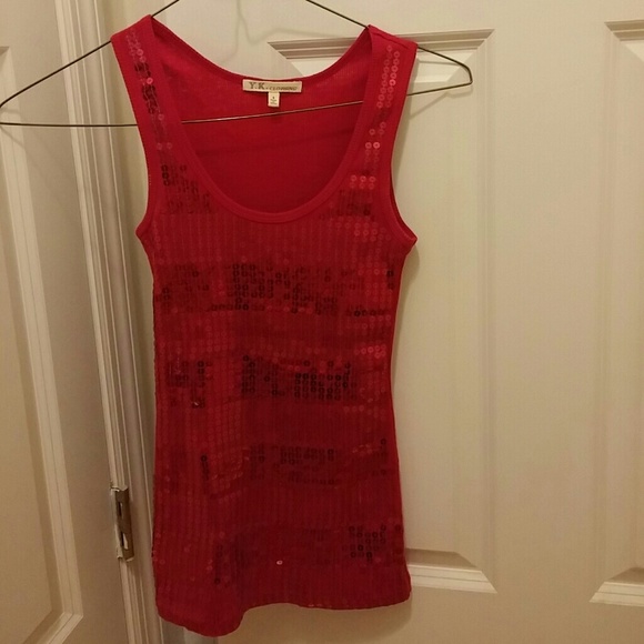 Tops Red Sequin Tank Top Poshmark