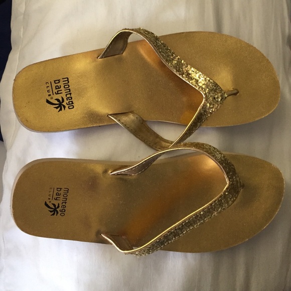 Glitter Flip Flops Platin Gold