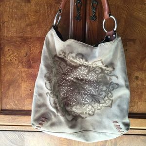 Rare Lucky Brand Suede hobo handbag