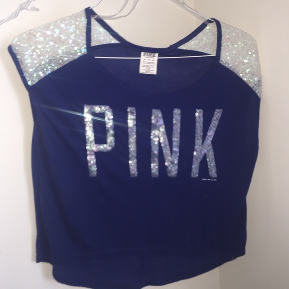 Blue sparkly PINK shirt