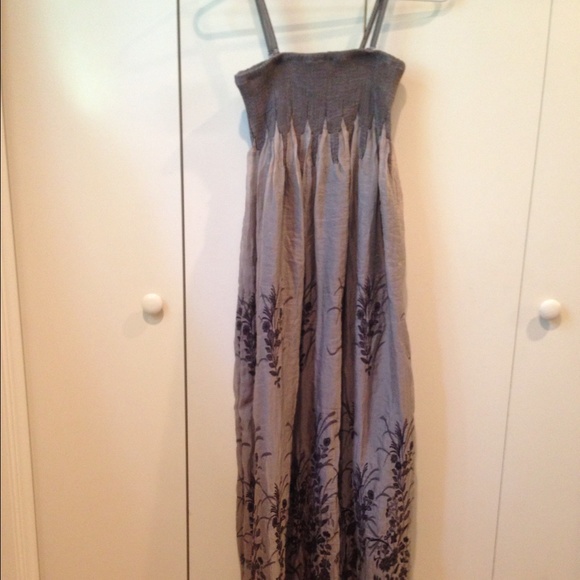 Grey full lengthy embroidered dress
