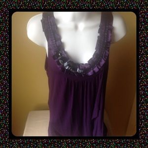 Purple Ruffle Neck Top