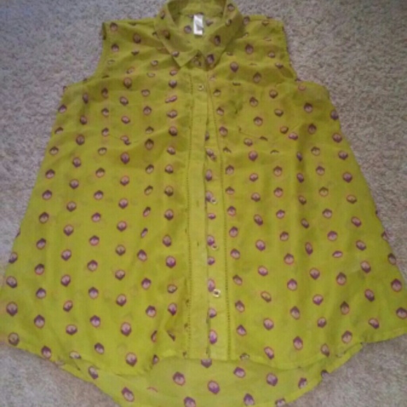 Sleeveless green and print top - Picture 1 of 1