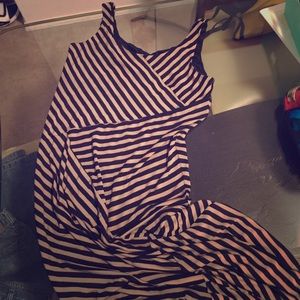 AB Studio maxi dress. Black and beige stripes