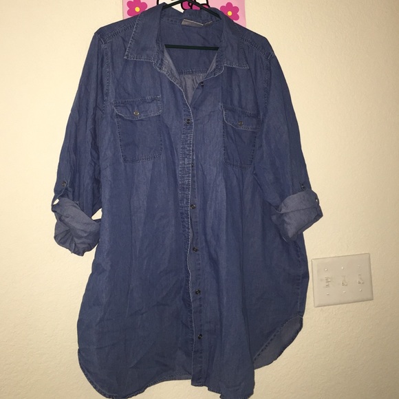 100%cotton Jean color button blouse