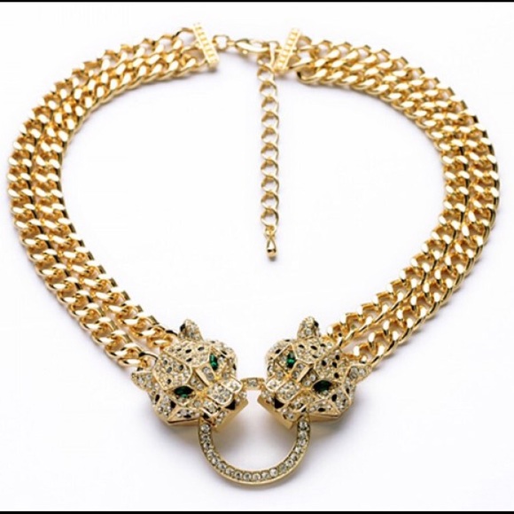 Exquisite leopard head doubled layered necklace