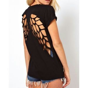 *Sold* on another closet Black shirt Angel wings