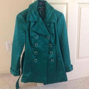 Bebe XS Teal Trench Coat