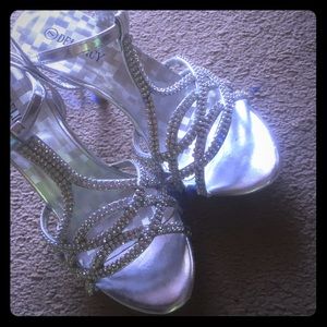 Silver prom heels
