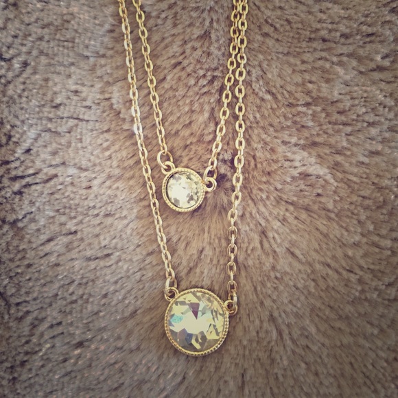 Gold double chain diamond neckless
