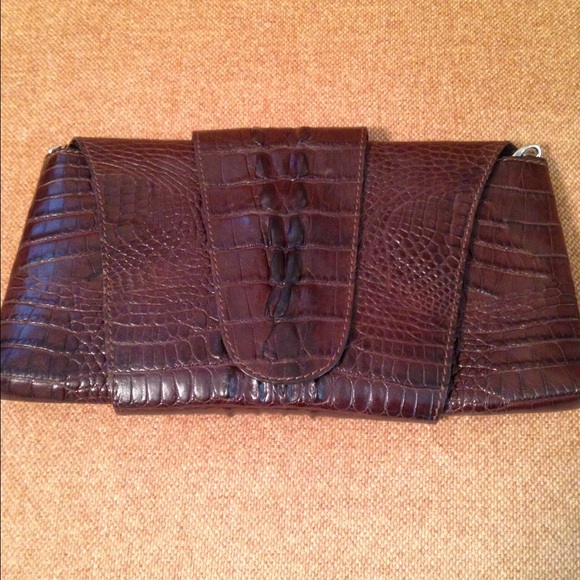 "SOLD".  Genuine Alligator clutch purse with chain