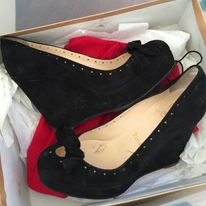 Christian Louboutin black suede wedge