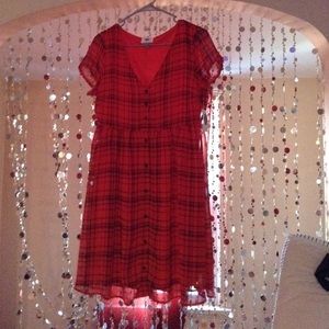 School girl red dress