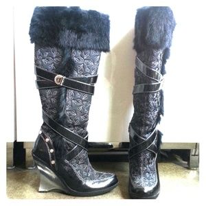Baby Phat Knee High Wedge Boots