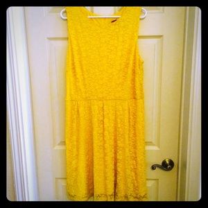 FLIRTY SUNNY YELLOW LACE OVERLAY DRESS