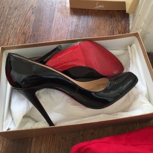 Christian Louboutin black patten pumps 90 height