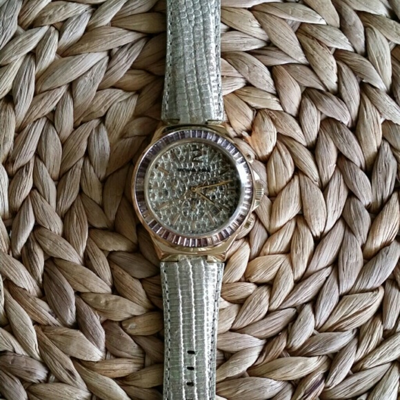 Michael kors Gramercy Gold Tone Python Baguette