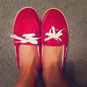 Cute and comfy red boat shoes!