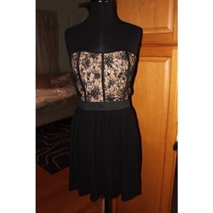 Blush and Black Lace and Cotton Dress