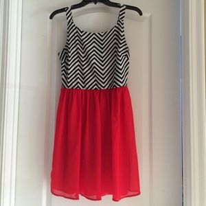 Chevron and Red Dress
