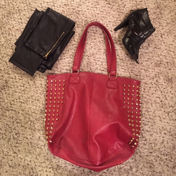 Super cool huge red with gold studs purse NWOT