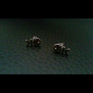 Earings dead fish bones