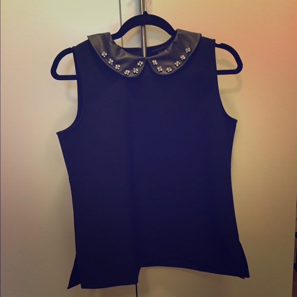 Ann Taylor leather collar top